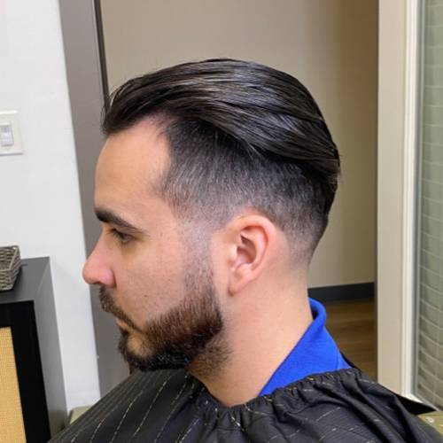 Classic side-part haircut and beard trim